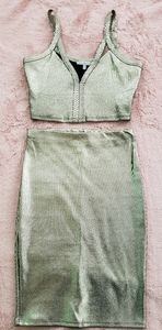 Two piece crop top and skirt set!